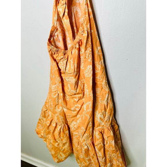 MARISSA WEBB x RTR Orange Botanical Print Tie Back Flutter Sleeve Midi Dress 4 - Picture 10 of 14